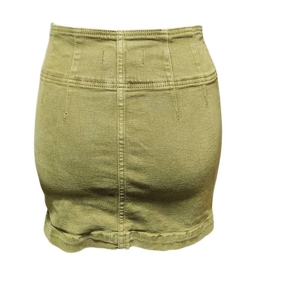 WE THE FREE Free People Virgo Mini Skirt Cadet Green Denim zip front 27 - Picture 3 of 10